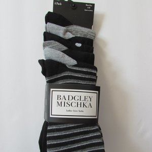 Badgley Mischka Ladies Crew Socks 6 Pack